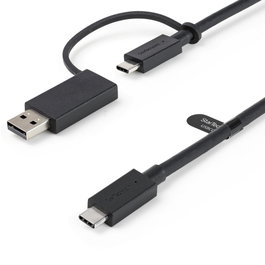 StarTech.com Câble USB-C vers USB-C avec adaptateur USB-A intégré, 1 m, Noir