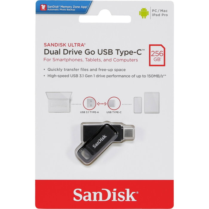 SanDisk Ultra Dual Drive Go 256 Go Noir SanDisk Ultra Dual Drive Go 256 Go Noir