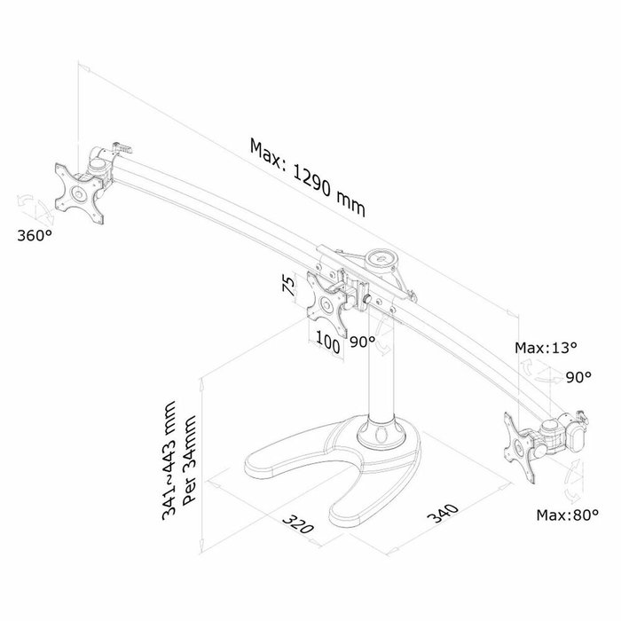 Neomounts FPMA-D700DD3 Support de table d'écran