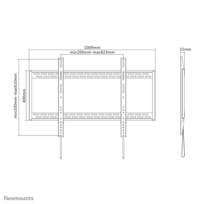 Neomounts LFD-W1000 - Support mural TV fixe pour écrans plats jusqu'à 100 pouces (254 cm), compatible VESA 200x200 à 900x600 mm, capacité 125 kg
