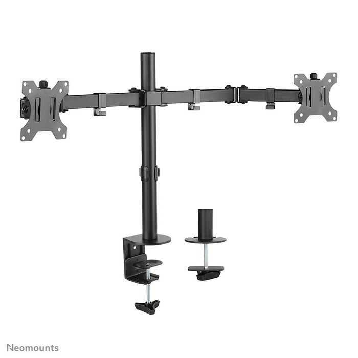 Neomounts Support de Bureau Double FPMA-D550DBLACK - Support Inclinable, Pivotant et Rotatif pour 2 Écrans jusqu'à 32" (VESA 75x75/100x100 mm)