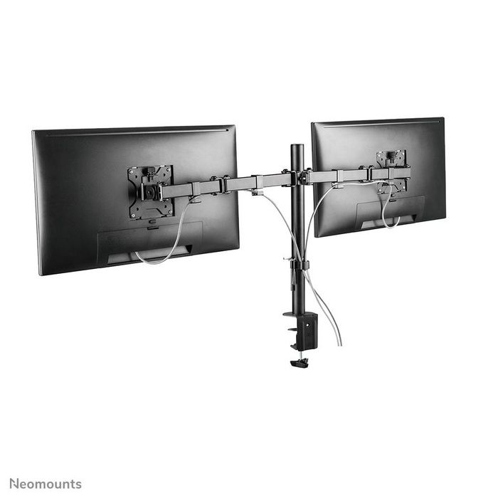 Neomounts Support de Bureau Double FPMA-D550DBLACK - Support Inclinable, Pivotant et Rotatif pour 2 Écrans jusqu'à 32" (VESA 75x75/100x100 mm)
