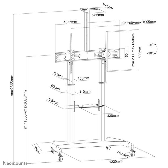 Neomounts PLASMA-M1950E Support de TV mobile pour écrans 60-100 pouces