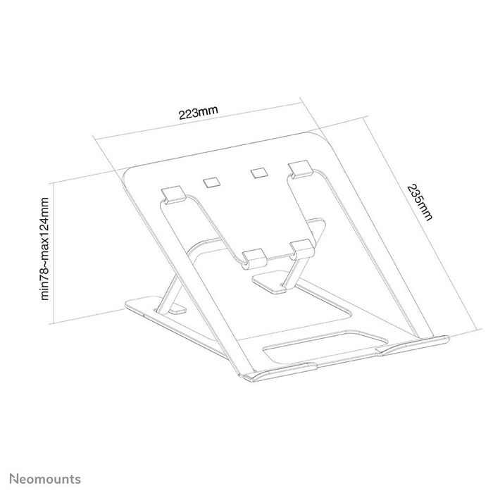 Neomounts NSLS085BLACK Support pliable universel pour ordinateur portable (10''-17'', max 5 kg, réglable en hauteur) - Noir