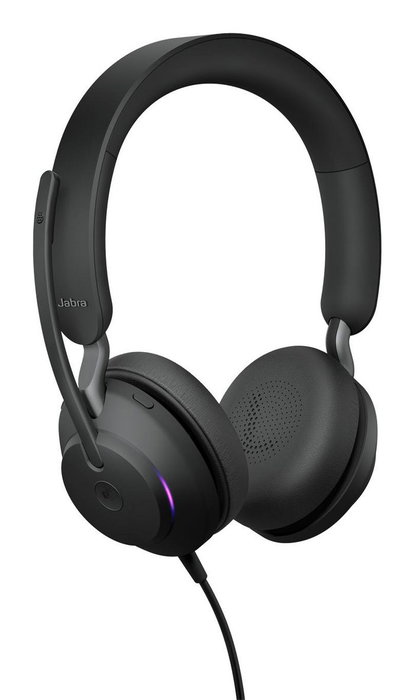 Jabra Evolve2 40 Casque filaire professionnel avec réduction de bruit passive, busylight et 3 microphones, USB-A/USB-C, pour communications unifiées