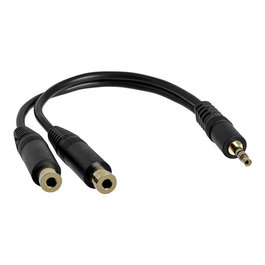 Startech Câble Mini Jack 3.5 mm Adaptateur Audio 0.15 M Mâle vers 2x Femelle Or