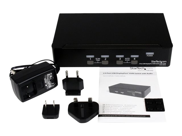 Startech SV431DPUA Commutateur KVM 4 Ports DisplayPort + Audio + USB 2.0 Résolution 2560x1600