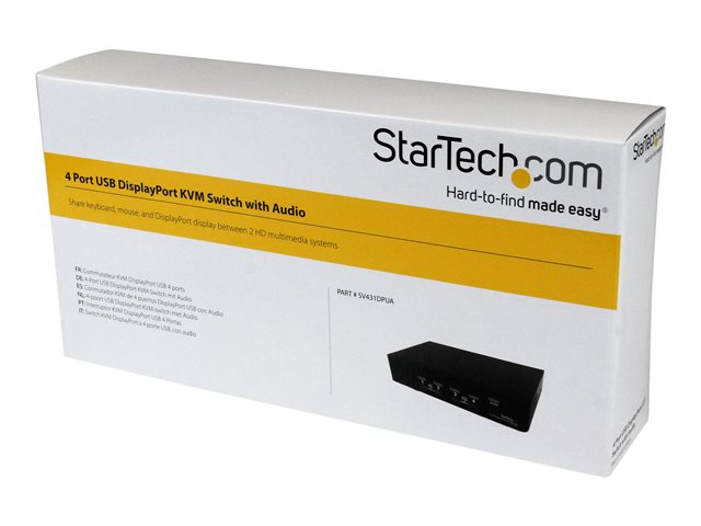 Startech SV431DPUA Commutateur KVM 4 Ports DisplayPort + Audio + USB 2.0 Résolution 2560x1600