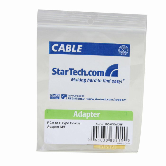 Adaptateur RCA Startech RCACOAXMF Jaune