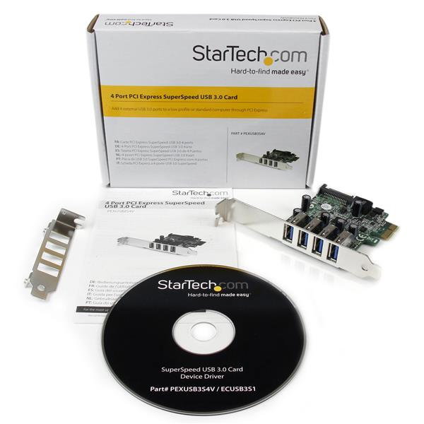 StarTech PEXUSB3S4V Carte PCI Express USB 3.0 4 Ports avec UASP et Alimentation SATA