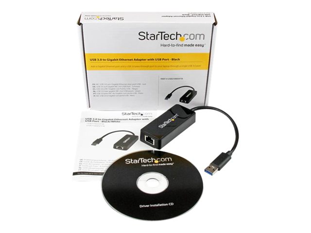 Startechcom USB31000SPTB Adaptateur Réseau USB 3.0 Gigabit Ethernet Externe avec Port USB Supérieur