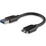 Startechcom USB3AUB15CMS Câble USB 3.0 Type A Mâle vers Micro USB 3.0 Mâle 15 cm - 5 Gbps