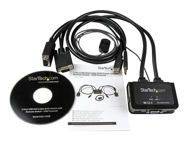 StarTech.com SV211USB Commutateur KVM 2 Ports VGA USB, Résolution 2048x1536, Alimentation USB, Commutateur à Distance