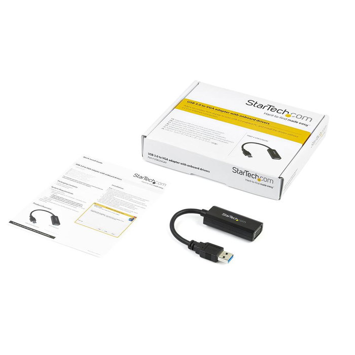Startechcom USB32VGAV Adaptateur USB 3.0 vers VGA avec contrôleurs intégrés, résolution jusqu'à 1920x1200, alimenté par USB, pour multi-moniteur