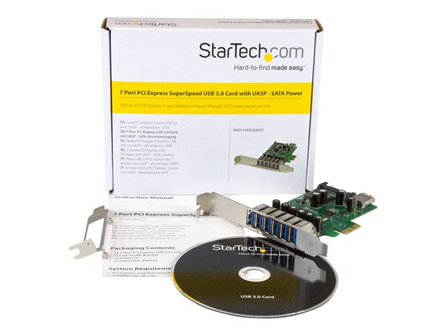 StarTech ST1030USBM Carte PCI Express 2.0 7 Ports USB 3.0 avec Alimentation SATA