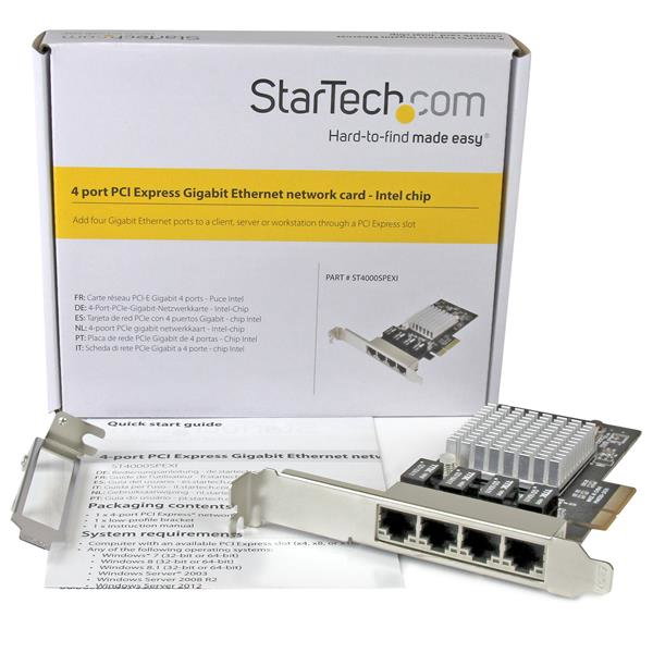 Startechcom Carte réseau Gigabit Ethernet 4 ports RJ45 PCIe Intel I350-AM4 PXE Startechcom Carte réseau Gigabit Ethernet 4 ports RJ45 PCIe Intel I350-AM4 PXE