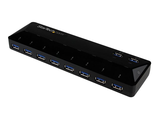 Startechcom Hub USB 3.0 10 Ports avec Charge et Partage de Périphériques, Concentrateur 10 en 1