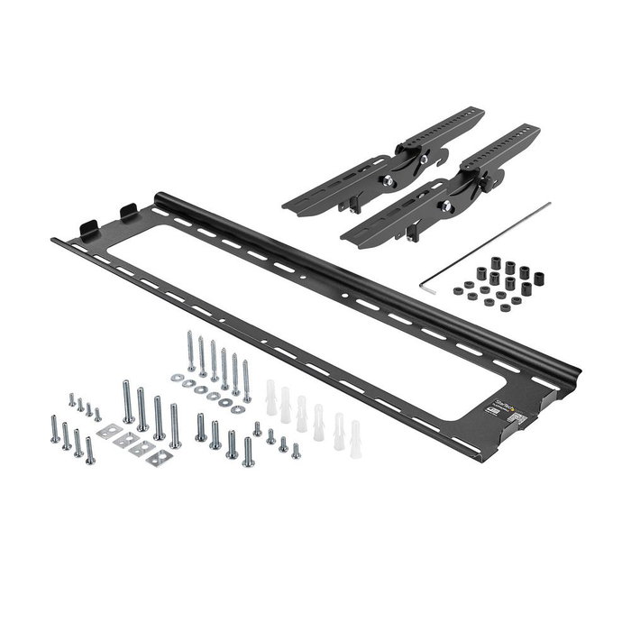 Startechcom FLATPNLWALL Support Mural VESA pour TV 32-75 Pouces, Jusqu'à 75kg, Inclinable +15°/-15°, Acier Noir