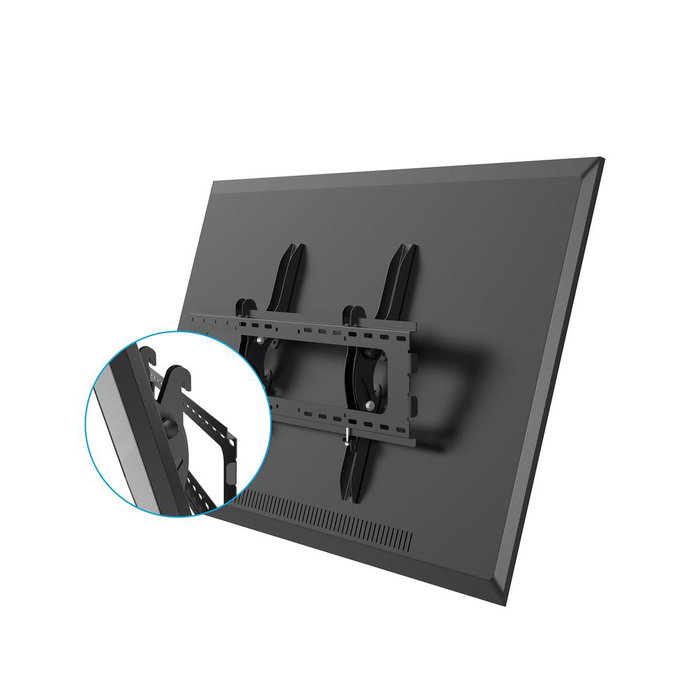 Startechcom FLATPNLWALL Support Mural VESA pour TV 32-75 Pouces, Jusqu'à 75kg, Inclinable +15°/-15°, Acier Noir
