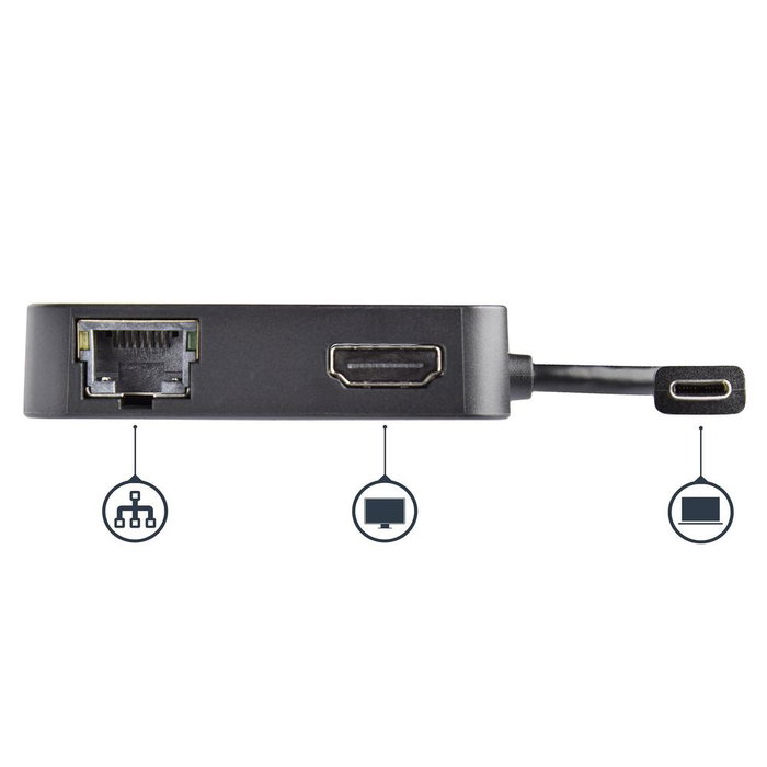 Startechcom USB-C Docking Station avec HDMI, USB 3.0 et Gigabit Ethernet, 4K 30Hz, Noir