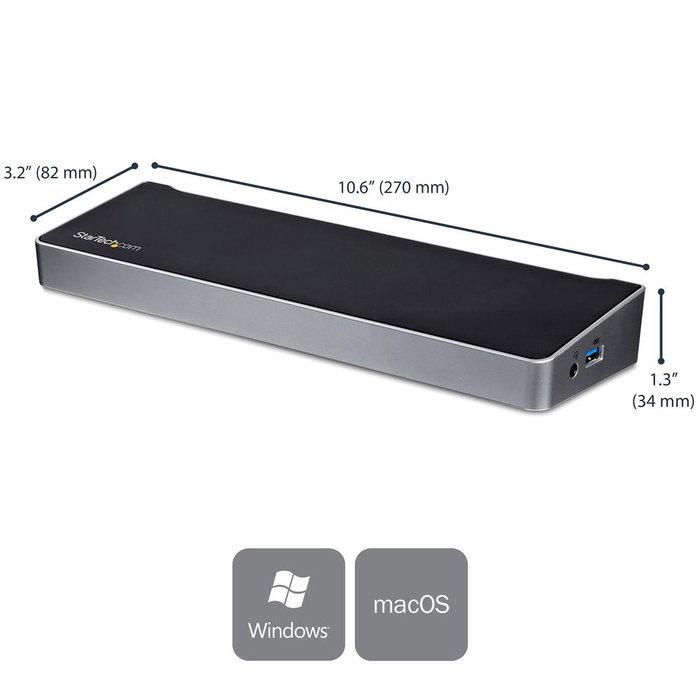 Startech Station d'accueil USB-C 13-en-1 4K Triple écran DisplayPort HDMI USB 3.0 Ethernet Gigabit