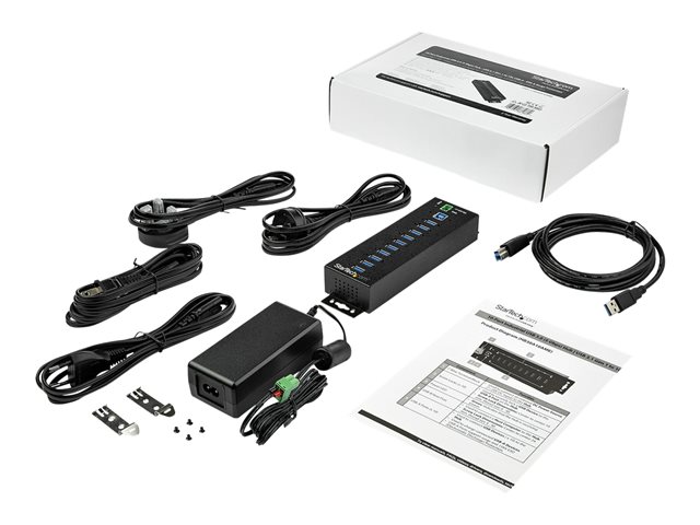 StarTech Hub USB 3.0 10 Ports HB30A10AME - Alimentation Externe, Protection ESD, Montage DIN