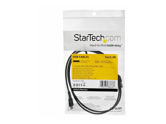Startechcom Câble USB-C vers USB-C 1m Noir RUSB2AC1MB