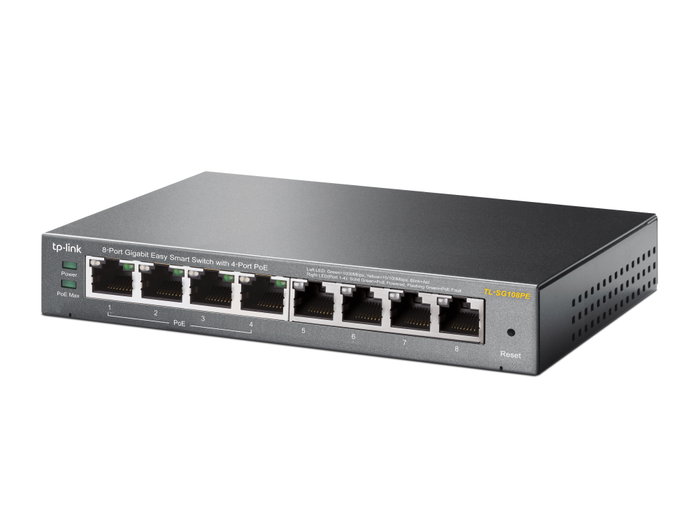 TP-Link TL-SG108PE Switch Gigabit 8 ports avec 4 ports PoE, Blanc TP-Link TL-SG108PE Switch Gigabit 8 ports avec 4 ports PoE, Blanc