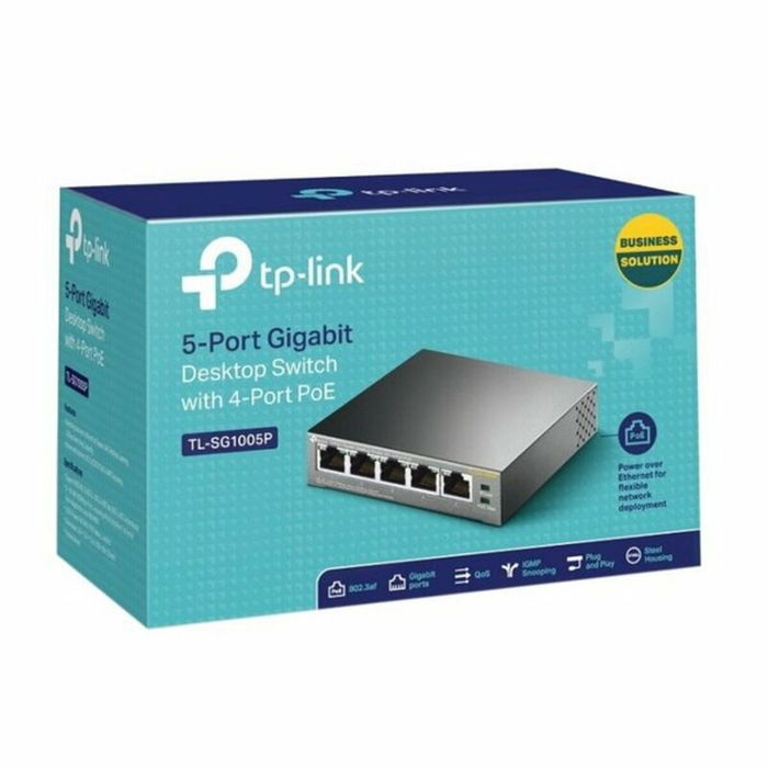 TP-LINK Switch Gigabit 5 Ports PoE, TL-SG1005P, Noir, Écologique, Mise en Réseau Domestique ou Bureau