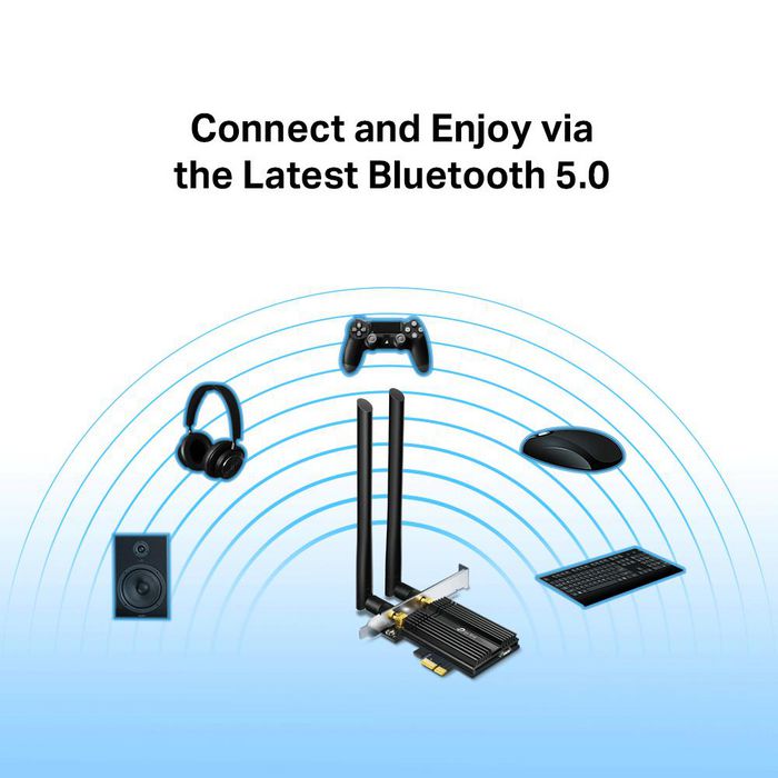 TP-Link Archer TX50E Carte Wi-Fi 6 PCIe avec Bluetooth 5.0, 2 Antennes Externes, 2402 Mbps (5 GHz) + 574 Mbps (2.4 GHz), WPA3, Compatible VR et Gaming