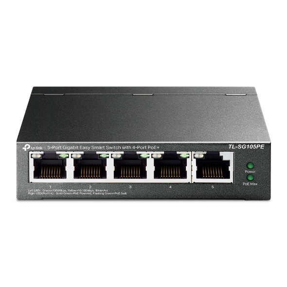 TP-Link TL-SG105PE Switch Gigabit Easy Smart 5 ports avec 4 ports PoE+ TP-Link TL-SG105PE Switch Gigabit Easy Smart 5 ports avec 4 ports PoE+