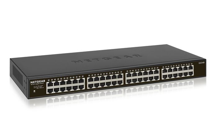Netgear Switch Ethernet Gigabit Non Géré 48 Ports GS348, Boîtier Métal Noir, pour Réseaux SOHO