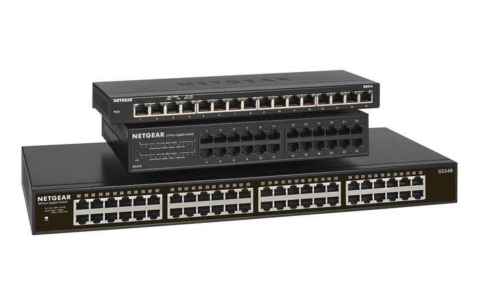 Netgear Switch Ethernet Gigabit Non Géré 48 Ports GS348, Boîtier Métal Noir, pour Réseaux SOHO