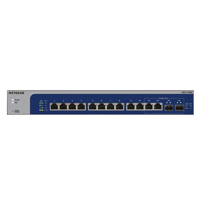 Netgear XS512EM-100EUS Switch commutateur 12 ports Gigabit Copper et 2 ports 10G SFP+ Argent