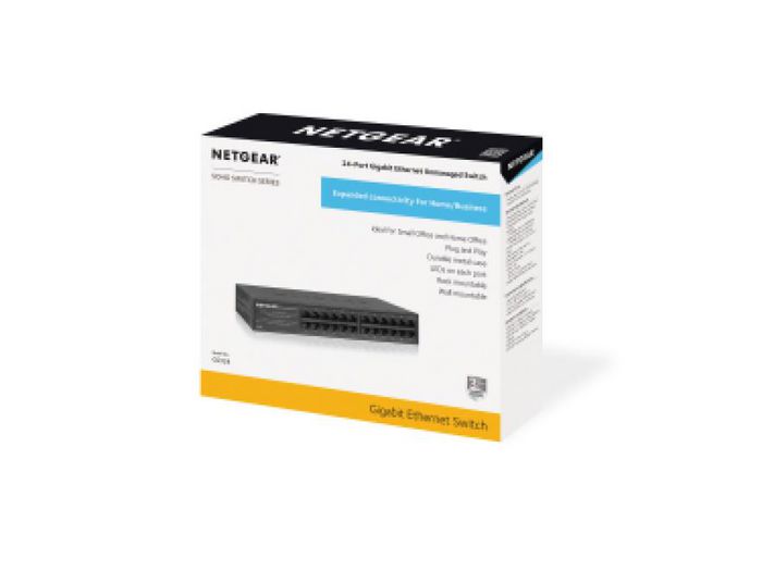Netgear - Commutateur réseau non managé 24 ports Gigabit RJ45 - Boîtier métal rack/desk