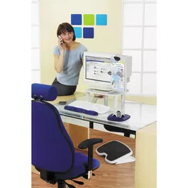 Kensington 56145 Repose-pieds ergonomique et ajustable SoleMate, pour soulager le dos et améliorer la posture, 45 * 35 cm, réglable, Gris/Noir