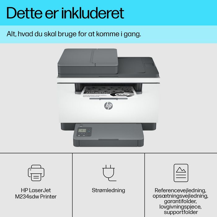 HP Imprimante LaserJet multifonction M234sdw - Laser noir et blanc, recto-verso automatique, WiFi, jusqu'à 29 ppm, impression, copie, numérisation