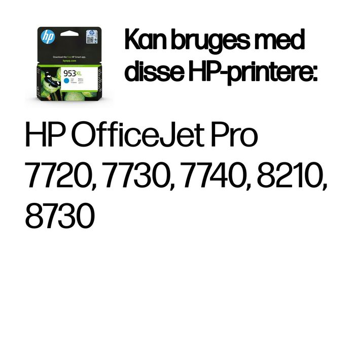 HP Cartouche d'encre Cyan Grande Capacité 953XL Authentique pour OfficeJet Pro 7720, 7730, 7740, 8210, 8730 - Environ 1450 pages HP Cartouche d'encre Cyan Grande Capacité 953XL Authentique pour OfficeJet Pro 7720, 7730, 7740, 8210, 8730 - Environ 1450 pages
