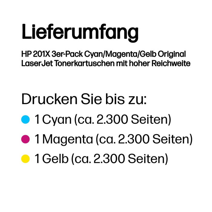 HP 201X CF253XM Pack de 3 Cartouches de Toner (Cyan, Magenta, Jaune) haute capacité HP 201X CF253XM Pack de 3 Cartouches de Toner (Cyan, Magenta, Jaune) haute capacité