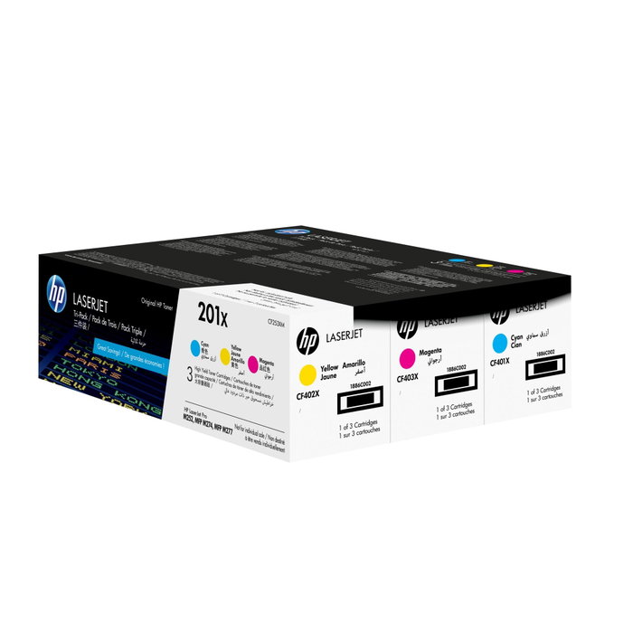 HP 201X CF253XM Pack de 3 Cartouches de Toner (Cyan, Magenta, Jaune) haute capacité HP 201X CF253XM Pack de 3 Cartouches de Toner (Cyan, Magenta, Jaune) haute capacité
