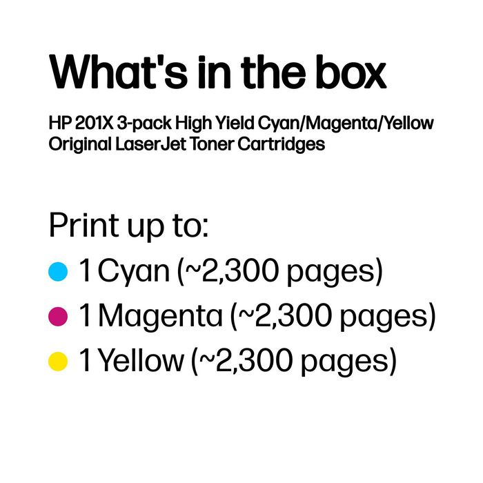 HP 201X CF253XM Pack de 3 Cartouches de Toner (Cyan, Magenta, Jaune) haute capacité HP 201X CF253XM Pack de 3 Cartouches de Toner (Cyan, Magenta, Jaune) haute capacité