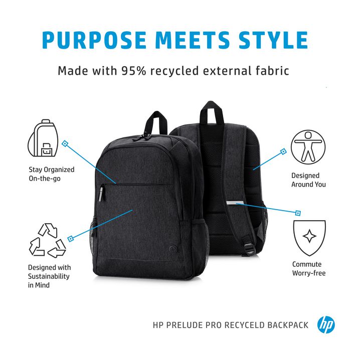 HP Sac à dos Prelude Pro Recyclé 15,6 pouces avec compartiment rembourré, tissu recyclé et design léger HP Sac à dos Prelude Pro Recyclé 15,6 pouces avec compartiment rembourré, tissu recyclé et design léger