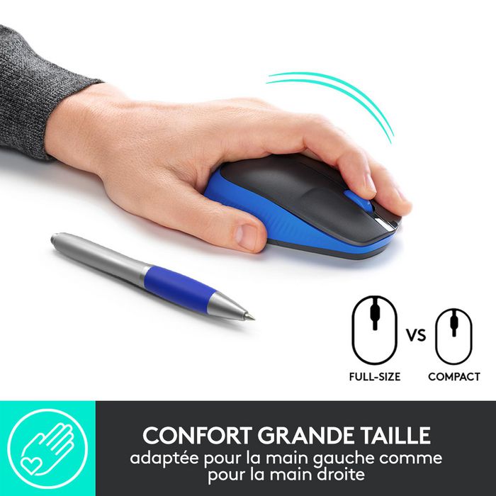 Logitech M190 Souris sans fil ergonomique pour PC, 1000 DPI, autonomie 18 mois, connexion jusqu'à 10 m, avec récepteur USB, pile AA incluse Logitech M190 Souris sans fil ergonomique pour PC, 1000 DPI, autonomie 18 mois, connexion jusqu'à 10 m, avec récepteur USB, pile AA incluse