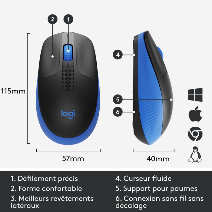 Logitech M190 Souris sans fil ergonomique pour PC, 1000 DPI, autonomie 18 mois, connexion jusqu'à 10 m, avec récepteur USB, pile AA incluse Logitech M190 Souris sans fil ergonomique pour PC, 1000 DPI, autonomie 18 mois, connexion jusqu'à 10 m, avec récepteur USB, pile AA incluse