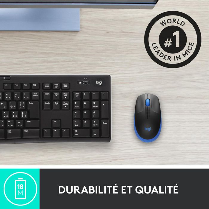 Logitech M190 Souris sans fil ergonomique pour PC, 1000 DPI, autonomie 18 mois, connexion jusqu'à 10 m, avec récepteur USB, pile AA incluse Logitech M190 Souris sans fil ergonomique pour PC, 1000 DPI, autonomie 18 mois, connexion jusqu'à 10 m, avec récepteur USB, pile AA incluse