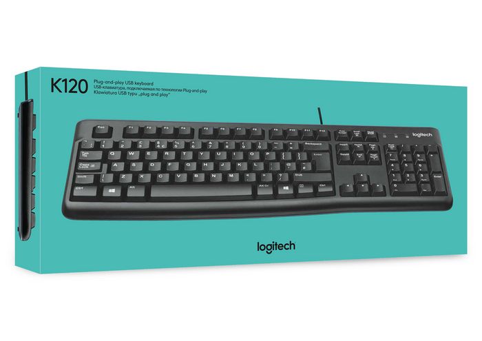 Logitech Clavier USB K120 pour Entreprise - Silencieux, Résistant aux Éclaboussures, Pavé Numérique