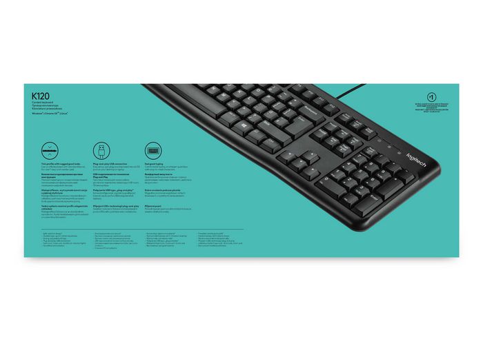 Logitech Clavier USB K120 pour Entreprise - Silencieux, Résistant aux Éclaboussures, Pavé Numérique