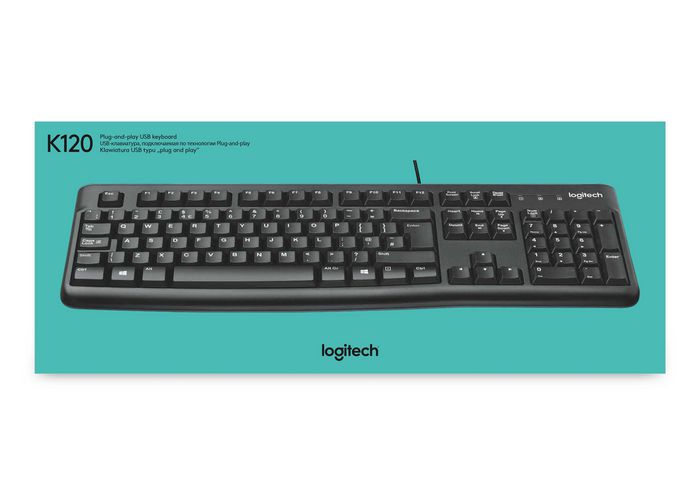 Logitech Clavier USB K120 pour Entreprise - Silencieux, Résistant aux Éclaboussures, Pavé Numérique