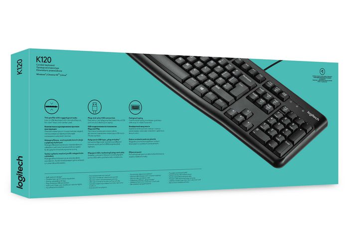 Logitech Clavier USB K120 pour Entreprise - Silencieux, Résistant aux Éclaboussures, Pavé Numérique