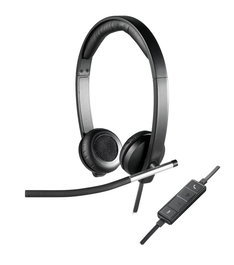 Logitech H650e - Casque professionnel USB avec microphone anti-bruit et oreillettes en cuir synthétique pour téléphonie et musique (Certifié Skype for Business)